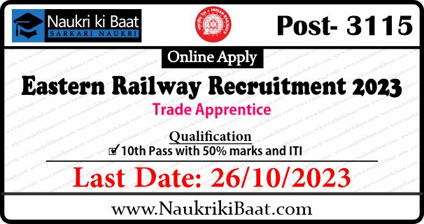 Eastern Railway Recruitment 2023 Apprentice for 3115 Post