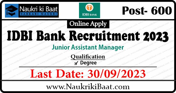 IDBI Bank Jr. Assistant Manager Recruitment 2023