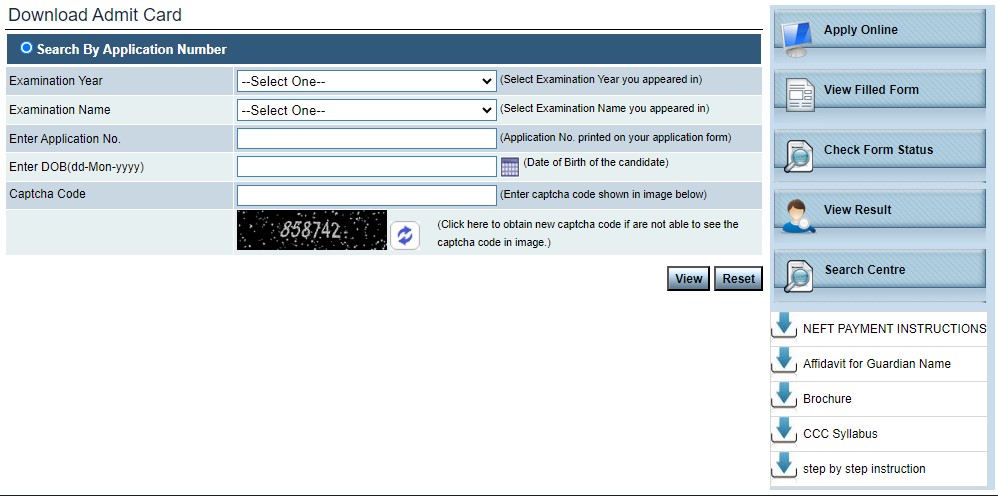 NIELIT CCC Admit Card