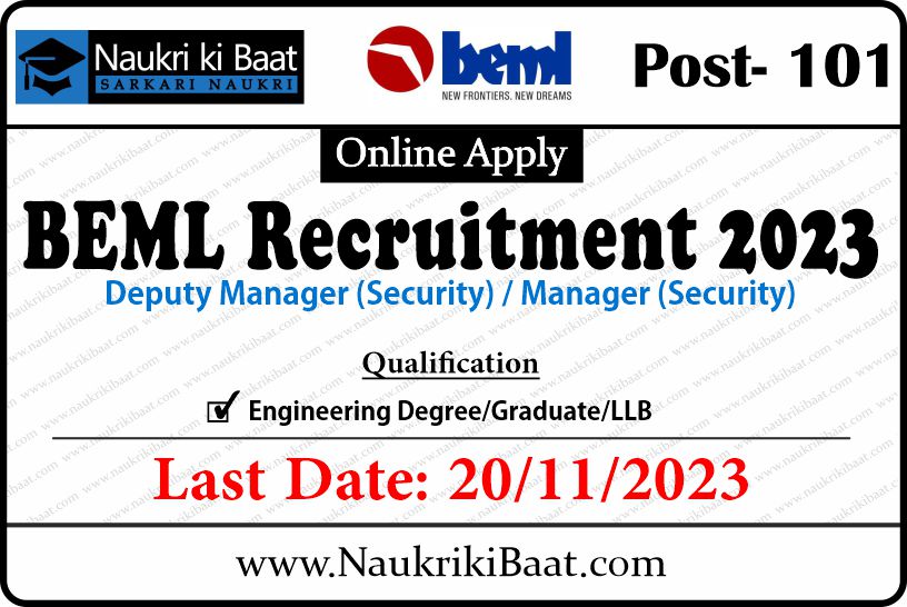 BEML Recruitment 2023 Out for 101 Post
